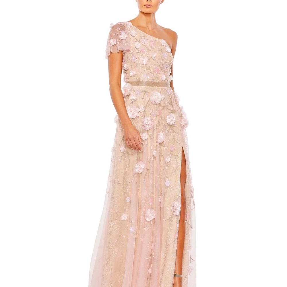 FLORALEMBELLISHED ONE SHOULDER A LINE GOWN size 18 new